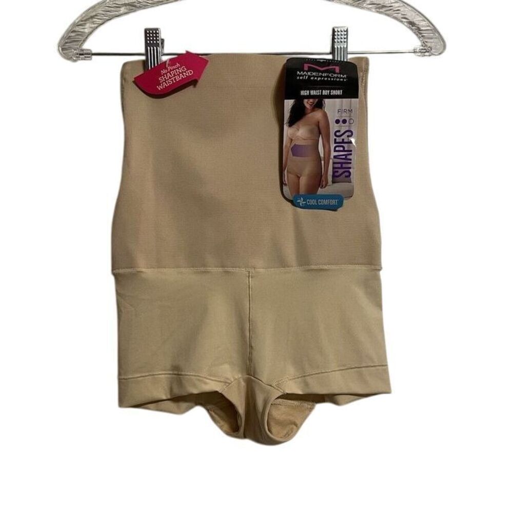 NWT Maidenform Self Expressions High Waist Boy Short‎ Beige Size S Cool Comfort